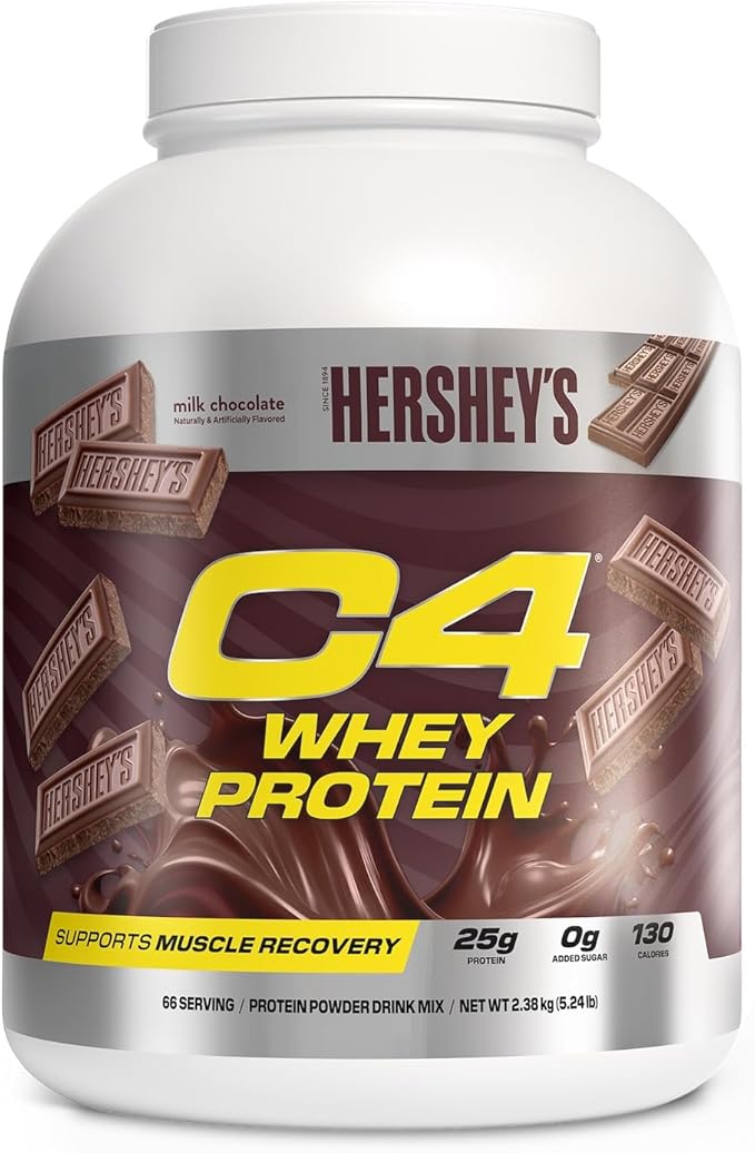 Cellucor C4 Whey Protein Powder Hershey's Chocolate - 25g Protein 0g Added Sugar 130 Calories Per Serving Supports Muscle Recovery 66 Servings Premium Whey for Post-Workout