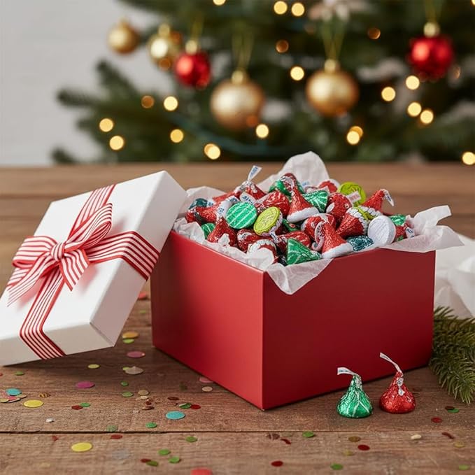 Christmas Kisses Chocolate Candy Variety Pack - 5lb Bulk Kisses and Hugs Chocolate Candy Individually Wrapped for Stocking Stuffers Secret Santa Gift Bags &amp Holiday Party Favors - Bulk Christmas