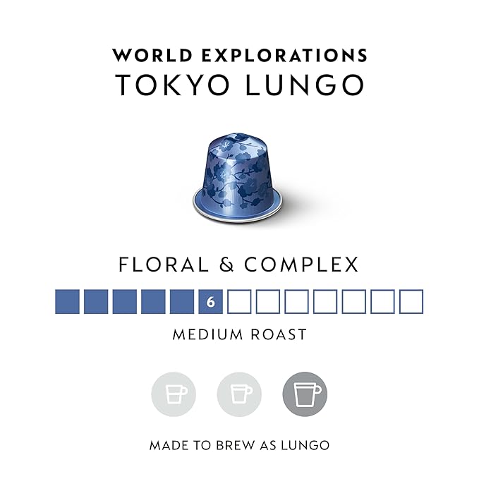 Nespresso Capsules Original Line Tokyo Vivalto Lungo Medium Roast Coffee 50 Count Coffee Pods