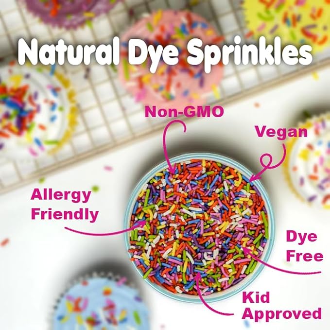 Bulk Sprinkles Dye Free - 6 Pounds - All Natural Sprinkles - Rainbow Sprinkle Mix - Bulk Jimmies Topping for Cakes Cookies Ice-cream