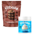 FitBake Chocolate Cake Baking Mix and Cream Cheese Frosting Bundle | 0g to 2g Net Carbs Per Serving | Keto Friendly Low Carb Food | Gluten Free Desserts | No Added Sugar