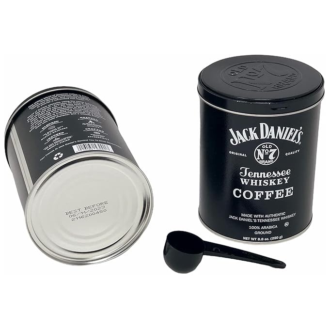 Jack Daniels Coffee (Pack of 2) 8.8oz each bundled with a complimentary measuring spoon 100% Arabica Medium Roast Ground Gourmet Coffee Kosher