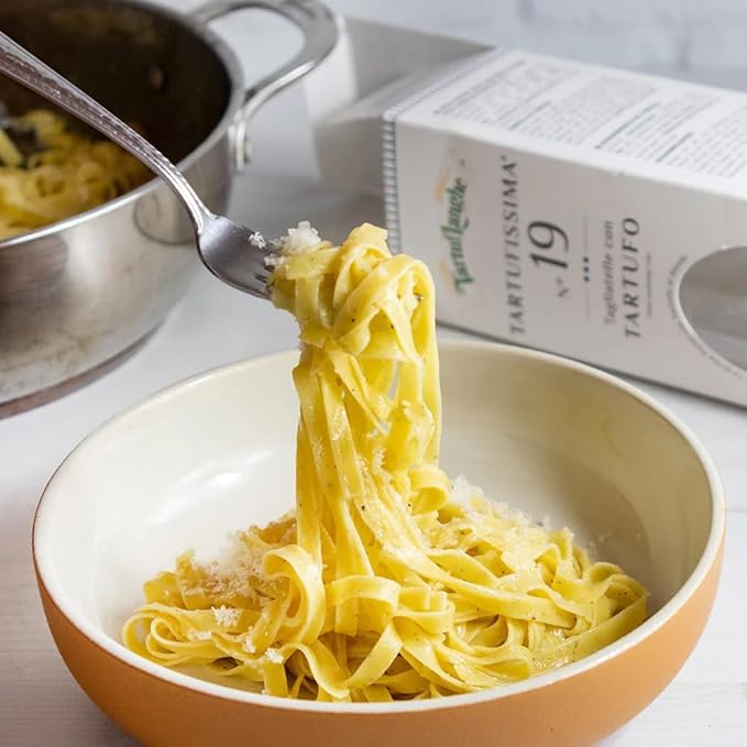 TartufLanghe Tartufissima N°19 Tagliatelle Pasta With Black Truffle – Authentic Imported Italian Wide Egg Noodles Egg Pasta for Truffle Dishes Gourmet Specialty From Italy - 8.81 oz (Pack of 1)