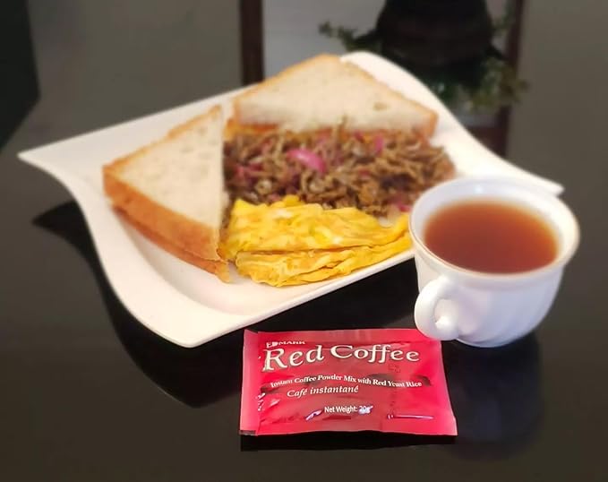 EDMARK Red Coffee - ZERO Sugar | Organic Instant Coffee w/Rose Petal Extract | Aromatic Red Coffee Pods for Daily Energy Focus Wellness &amp Coffee Lovers | 15g x 20 Convenient Sachets