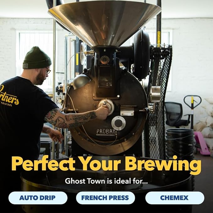 PARTNERS COFFEE ROASTERS - Whole Bean Coffee (Ghost Town - Decaf Medium Roast) 12oz - Decaf Coffee Mountain Water - Whole Coffee Beans - Lab Tested for Mycotoxins &amp Heavy Metals - Hand Roasted i