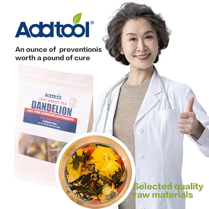 Addtool Dandelion Goji Chrysanthemum Tea with Natural Blend of 7 Herbs Caffeine FreeInclude Cassia Seed Licorice Orange Peel GardeniaSupport Liver and Kidney Health Detox  Kidney Tea(1pack150