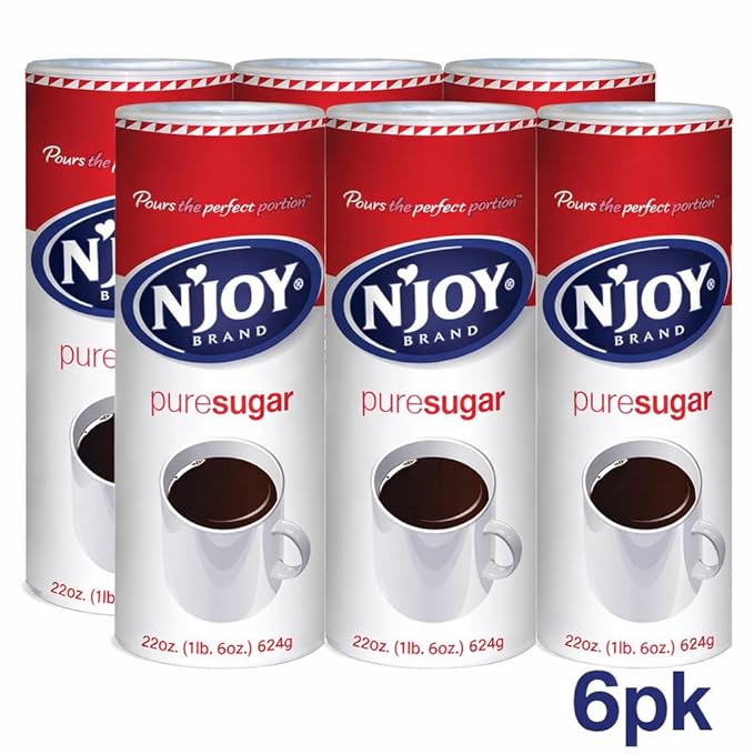 N'JOY Pure Sugar 22oz Canister Pack of 6 Pours the Perfect Portion