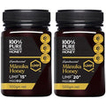 100% Pure New Zealand Manuka Honey UMF 15+ and 20+ High Grade Bundle 2 x 17.6 Oz