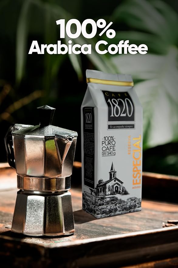 Café 1820 Special Reserve Premium Costa Rican Ground Coffee 100% Arabica Medium/Dark Roast High Altitude Blend with Aroma &amp Fruity Notes 12 oz (2 Pack)