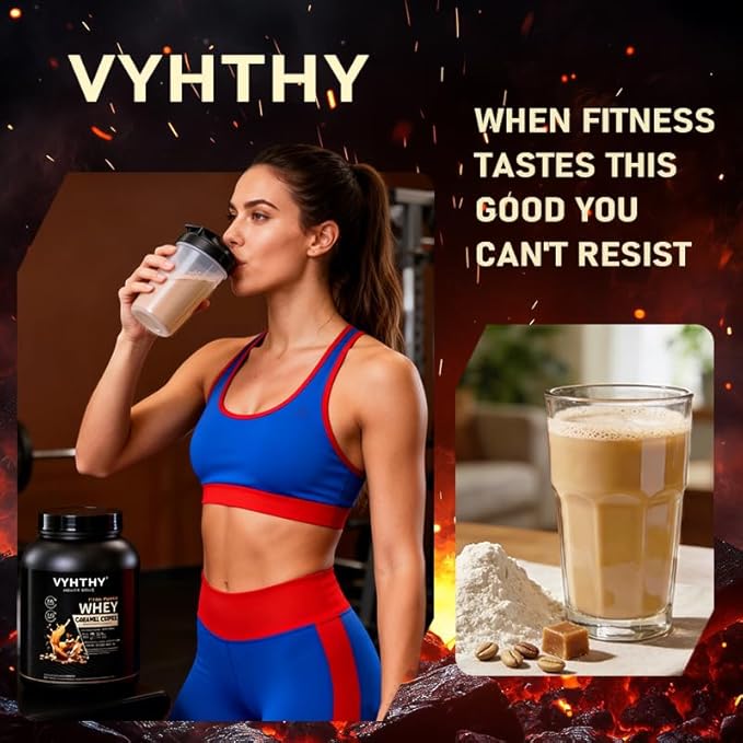 Caramel Coffee Flavored Whey Protein Powder24g Protein per Serving Fast-Absorbing Concentrated whey Protein Low Sugar Gluten-Free Natural Flavor 3.5lbs(56oz)