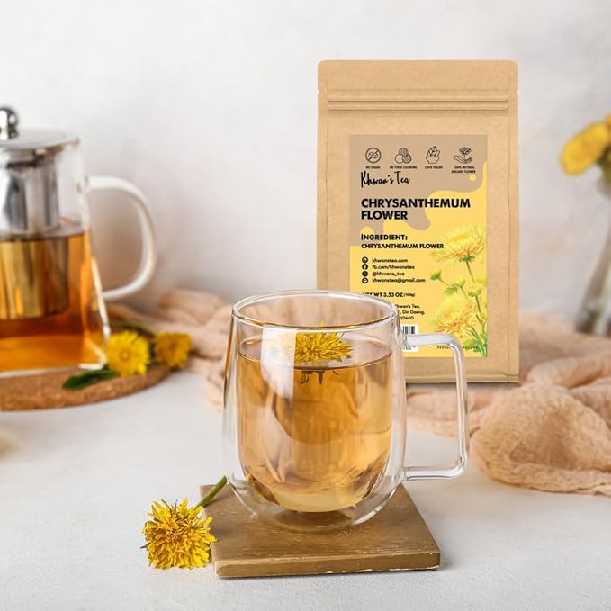 Chrysanthemum Tea - Chrysanthemum Flower Loose Caffeine-Free Antioxidant Herbal Infusion Tea 3.52 Oz Sourced from Thailand