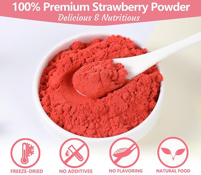 Premium Freeze Dried Strawberry Powder 4 Oz100% No Sugar AddedNatural Strawberry Powder for BakingNo Additives.