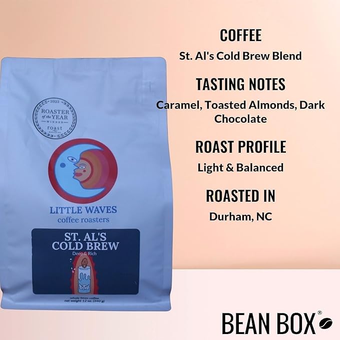 St. Al's Cold Brew Blend - Roasted by Little Waves Coffee - Whole Bean Coffee - 5 Pound Bag