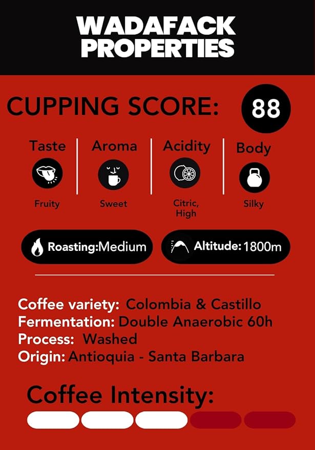 WADA FACK CAFÉ ESPECIAL Single Origin Specialty Coffee 200g: Medium Roast Colombian Ground Coffee With High Cupping Score 88 &amp Flavor Notes of Sweet Lemon Pink Grapefruit Cocoa