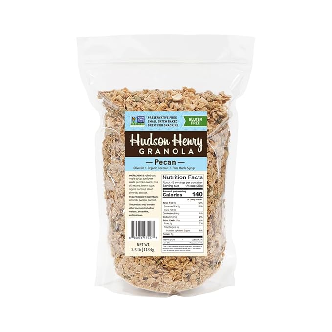 Hudson Henry Pecan Granola for Yogurt Snacking &amp Cereal | Gluten Free Granola with Nuts and Seeds | Maple Pecan Granola Non-GMO Small Batch Baked | 2.5 lb Bulk Bag
