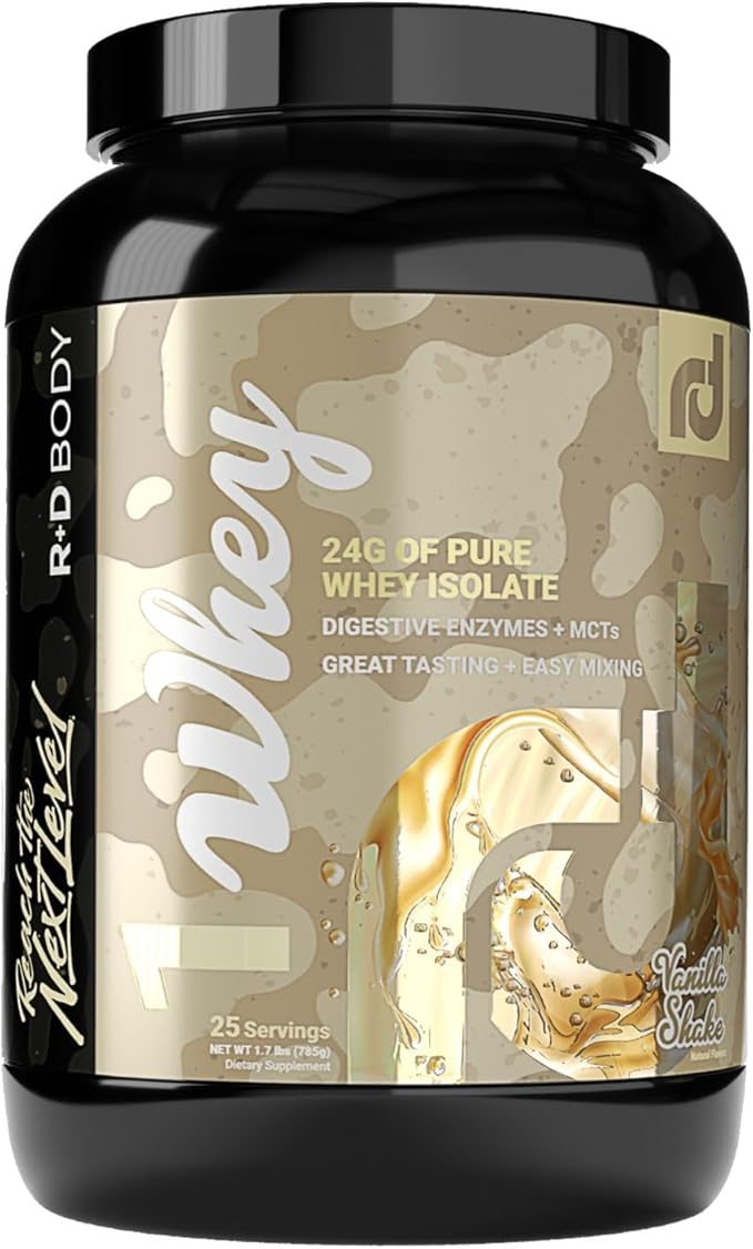 Whey Isolate Protein Powder Vanilla Shake 1 Whey – 24g Whey Isolate Protein per Scoop with Digestive Enzymes Plus MCTs - Low Carb Low Lactose Gluten Free - 25 Servings