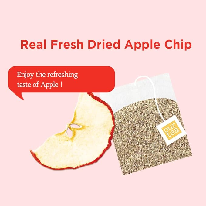 ROASTIQUE Apple Cinnamon Rooibos Tea with Real Dried Fruit – Premium Orgainc Tea Sweet Fruit Blend Hot or Iced Tea Zero Sugar &amp Zero Calories 8 Tea Bags