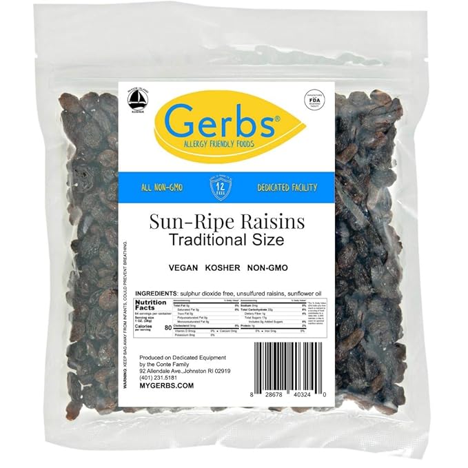 Gerbs Dried Raisins 4 lbs. | Unsulfured No Artificial Additives Resealable Bag | Naturally Sweet &amp Plump | Top 14 Allergen-Free