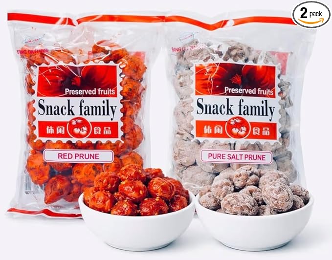 Snack Family Red &amp Salt Prune Variety Pack – Bold &amp Tangy Caribbean Plums Sweet &amp Salty – 2-Pack Traditional Trinidad Tropical Treats