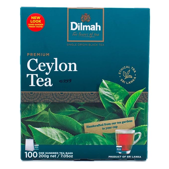 Dilmah Premium Ceylon Black Tea - 100 Tea Bags x 2 Pack (Total 200 Bags) - Bold and Refreshing