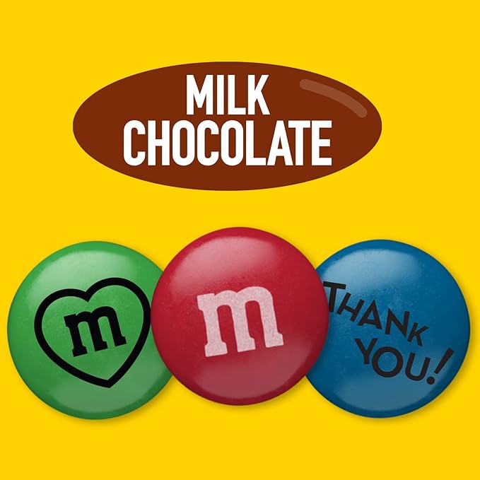 M&ampM'S Pre-Designed Thank You Milk Chocolate Candy 2lbs with Printed Thank You Themed Graphics Bulk Candy for Gifts Parties Appreciation