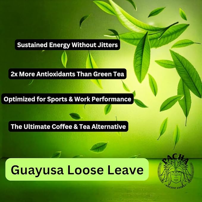 Guayusa Loose Leaf Tea by PACHA | 66mg Caffeine | Naturally High in Antioxidants L-Theanine &amp Theobromine | Sustained Energy Herbal Tea (1 Pound (Pack of 1) Golden Guayusa)