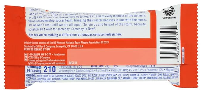 Luna Nutz Over Chocolate Snack Bar 1.7 Ounce -- 240 per case.