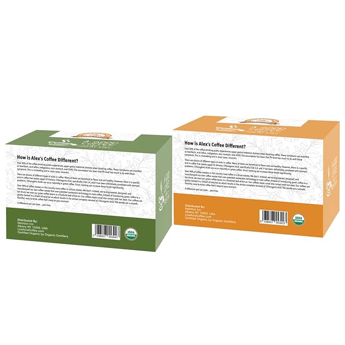 Alex's Low Acid Organic Coffee Caffeine Fiend Single-Serve Pods Variety Pack