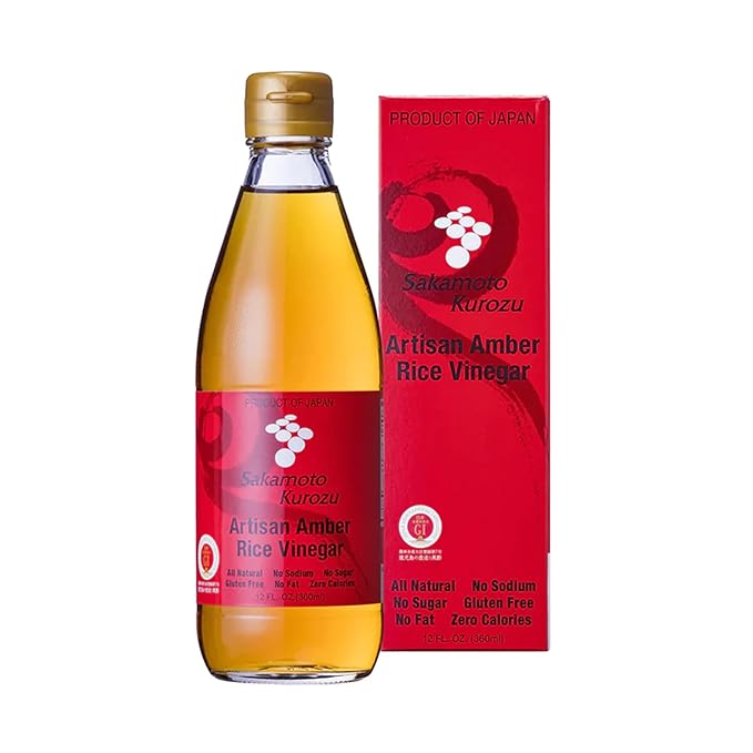 Artisan Amber Rice Vinegar (Sakamoto Kurozu) - 360ml - Fermented and Matured Black Vinegar - Rich in Amino Acids and Organic Compounds - Product of Japan