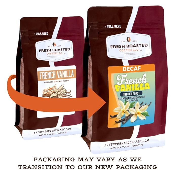 Fresh Roasted Coffee Decaf French Vanilla Flavored Coffee 5 lb (80 oz) Medium Roast Kosher Whole Bean