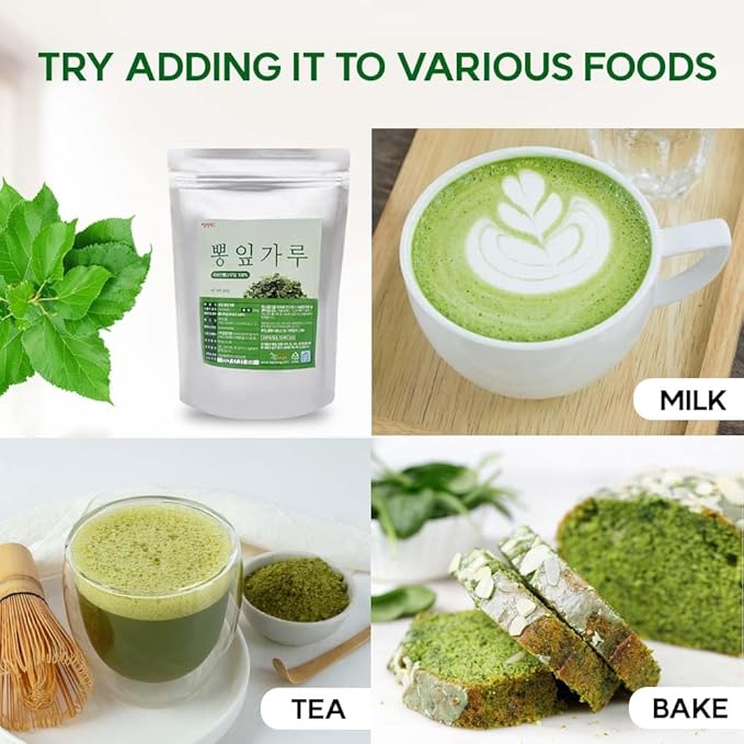 Korean Mulberry Leaf Powder– 100% Pure Dried from Korea Herbal Ingredient for Tea Natural Plant-Based Powder 뽕잎가루 (10.6 oz (300g) Mulberry Leaf)