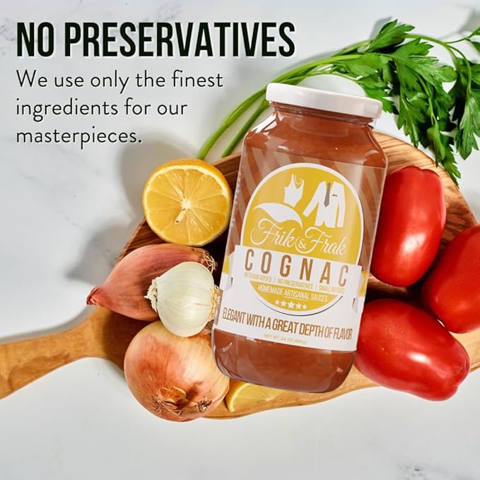 Cognac Pasta Sauce by Frik &amp Frak No Sugar Added No Preservatives Gluten Free 36 Month Shelf Life Artisan Small Batch Crafted Pasta Sauces 24 Oz Jar