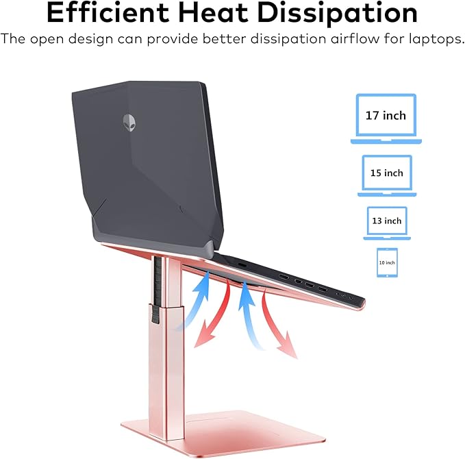 Laptop Stand for Desk Ergonomic Aluminum Laptop Stand Adjustable Height from 7-15 Sitting and Standing Laptop Riser for 10-17 Notebook
