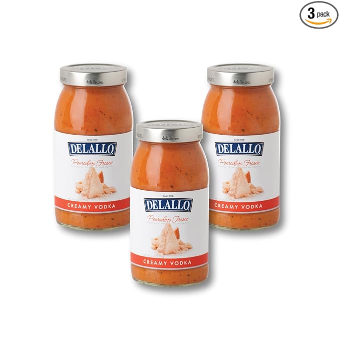 DeLallo Creamy Vodka Sauce (3-Pack) Pomodoro Fresco Made with Parmesan and Pecorino Romano Cheeses Tangy Sweet Tomato Flavor Gluten Free All Natural