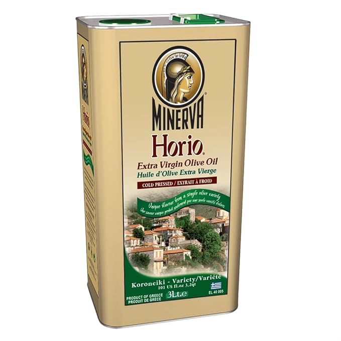 Horio Greek Olive Oil Extra Virgin Cold Pressed Organic Perfect for Salads and Marinades Frying Oil 3 Liter (101.4 fl oz)