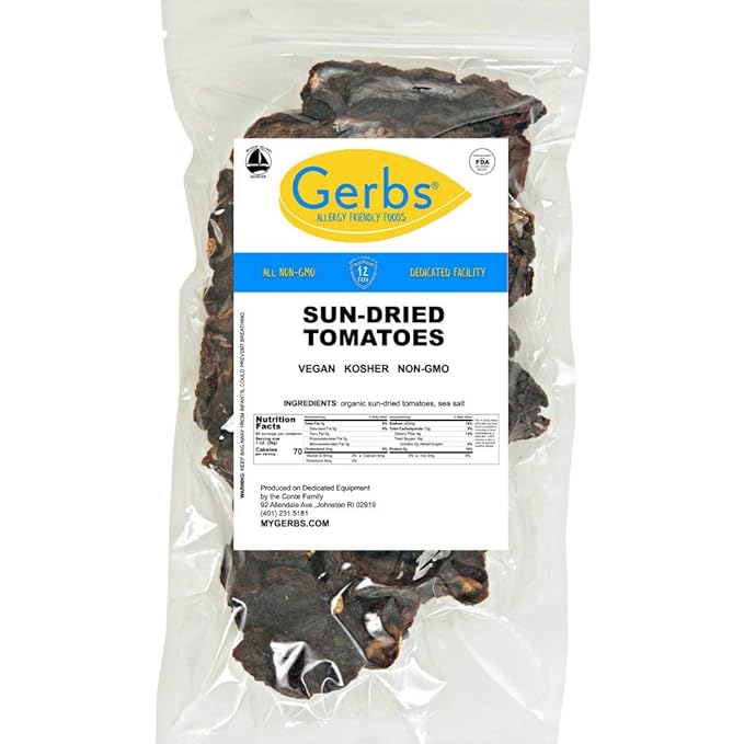 Gerbs Sun Dried Tomatoes 4 lbs. | Sea Salted Dehydrated Unsulfured Resealable Bag | Rich Umami Flavor Great for Salads &amp Charcuterie | Top 14 Allergen-Free