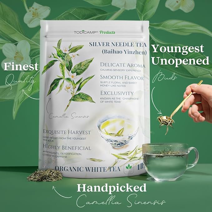 TODICAMP Premium Silver Needle Tea - 1 lb of Premium White Tea Loose Leaf