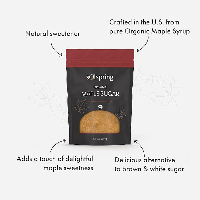 Solspring Organic Maple Sugar 16 oz Granuated Made in U.S.A Sugar Alternative Certified USDA Organic Dr. Mercola