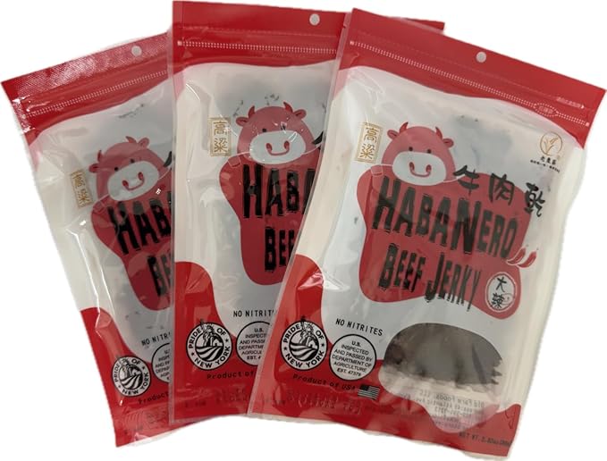 Old Cottage Beef Jerky - Authentic Taiwanese Recipe -Taiwanese Snacks - Dried Jerky Protein Snack | Beef Jerky Asian Snacks 2.82oz Pack of 3 Made in The USA (Pack of 3 Habanero)