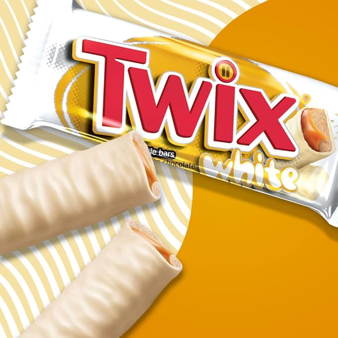 TWIX Singles Size White Chocolate Caramel Cookie Bar Candy 1.62-Ounce Bars 20-Count Box