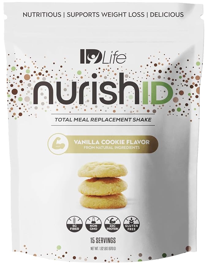 IDLife Vanilla Cookie NurishID Meal Replacement Shake - with Slow-Digesting Carbs Superfoods Vegetable Blend and Adaptogenic Mushrooms - 15 Servings