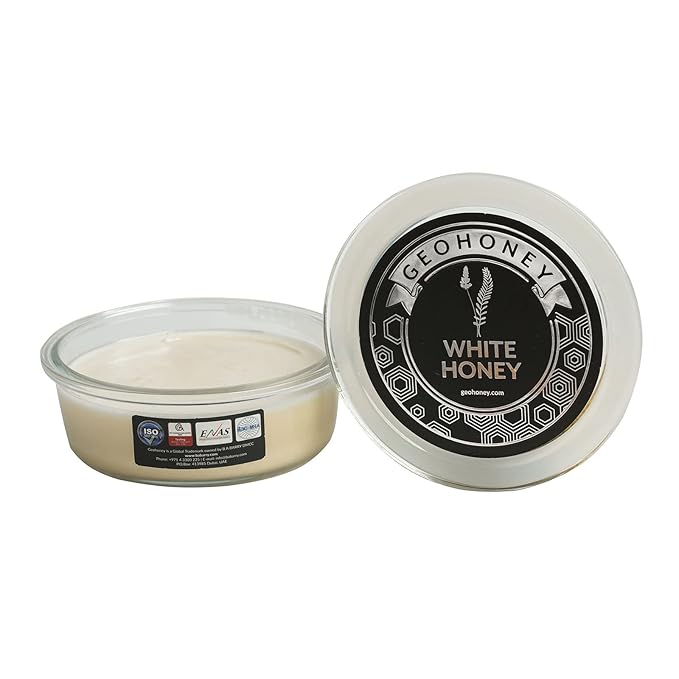 Geohoney White Creamed Honey - 1 lb (450g) Raw Unprocessed - Smooth Spreadable - Premium Quality