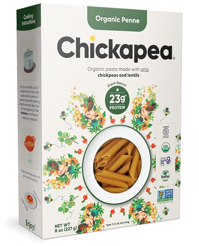 Chickapea Organic Chickpea Pasta - Penne and Spirals Variety Pack - 8 oz (Pack of 2)