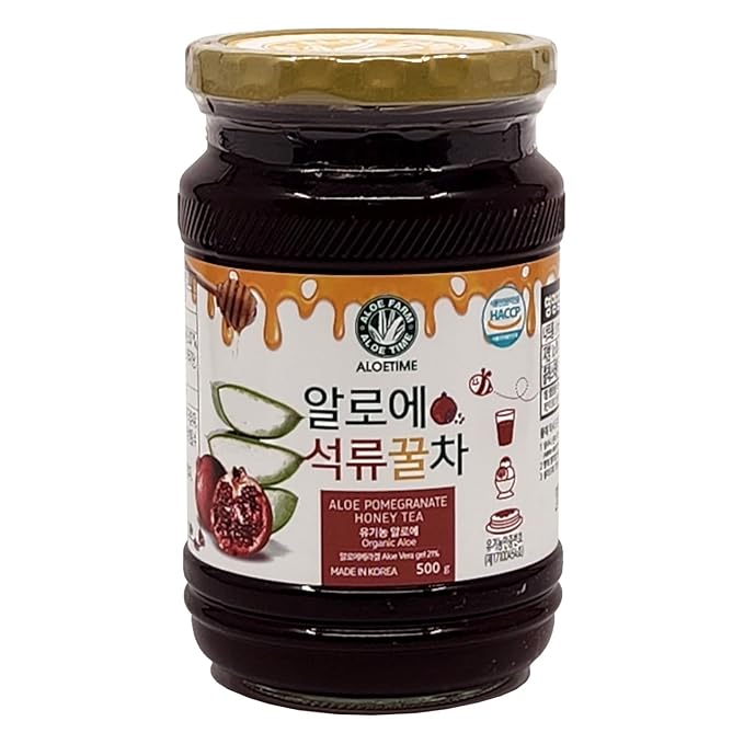 [AloeFarm] Aloe Pomegranate Honey Tea Refreshing Herbal Caffeine Free Healthy Aloe Vera Tea (17.64 fl oz/500g)