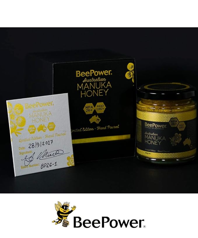 BeePower Manuka Honey MGO 1282+ Hand Poured Limited Edition NPA 26+ Honey 250g (8.8 Oz)