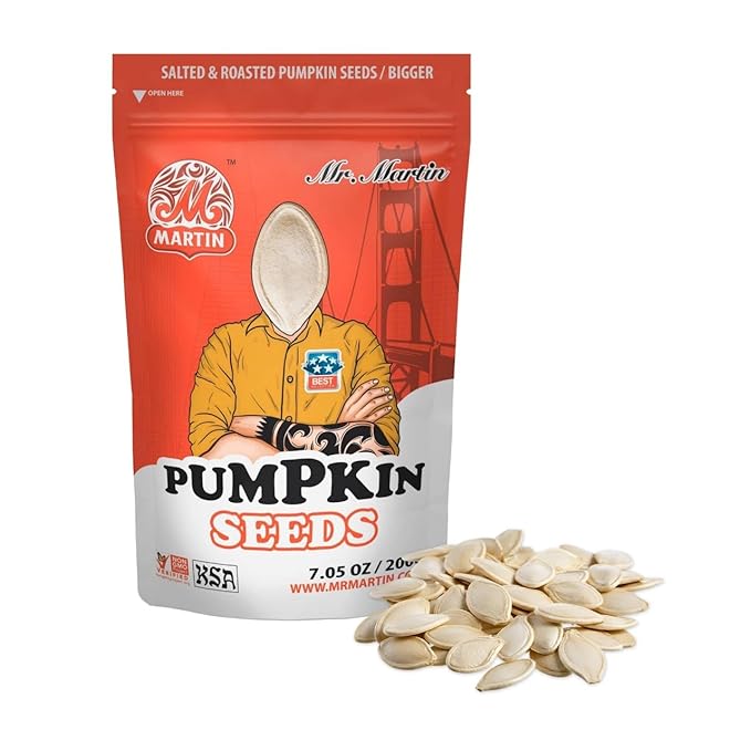 MR. MARTIN Freshly Roasted Salted Pumpkin Seeds Keto Friendly Snack Non-GMO Vegan Low Sodium 3 Pack