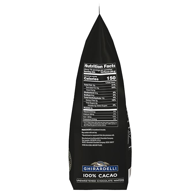 Ghirardelli Chocolate Company 100% Cacao Unsweetened Wafers 5lb. Bag (Pack of 1)