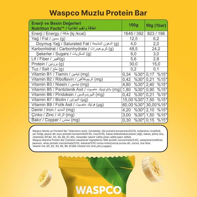 (12 Count) Protein Bars BANANAS Gluten Free with 15g Protein and 2g Sugar 50G