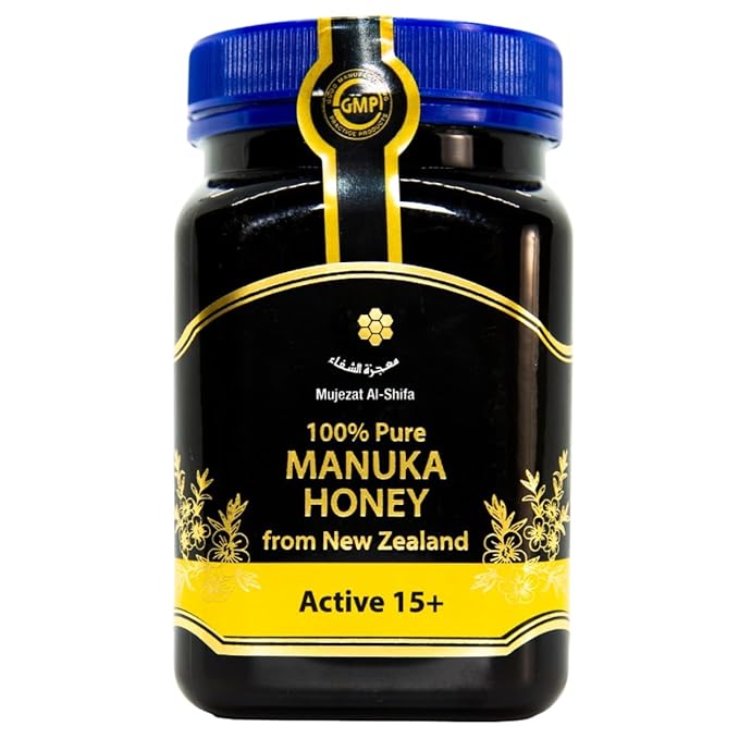 Mujezat Al-Shifa 100% Raw &amp Pure New Zealand Manuka Honey - 15+ Active | Premium Grade UMF Certified Honey 17.6oz / 500g