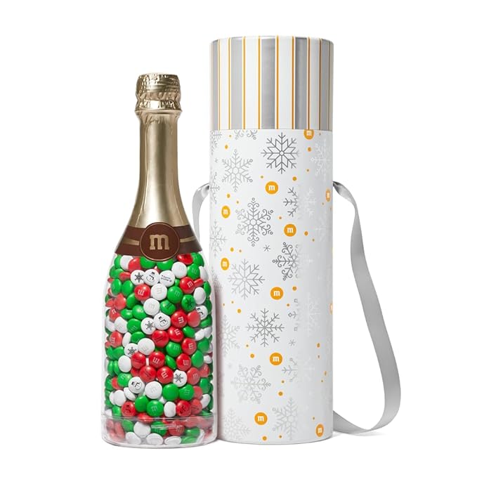 M&ampM'S WORLD Holiday Gift Bottle in Snowflake Tube Unique Holiday Gift filled with Pre-Designed M&ampM’S Holiday Candies